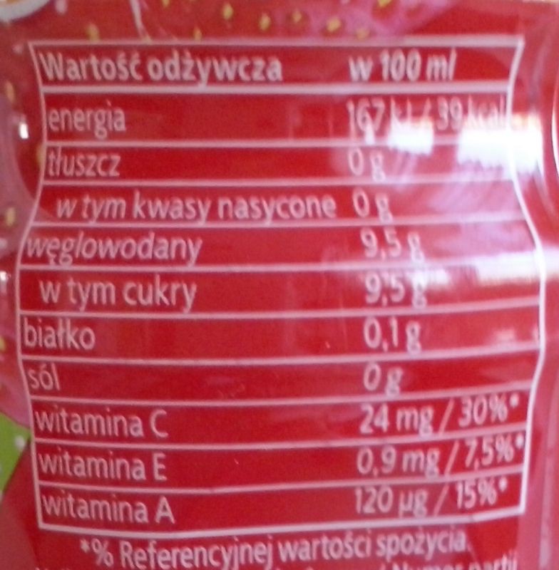 Ile kalorii ma Napój Kubuś z marchwi, jabłka, truskawki i limetki (MWS